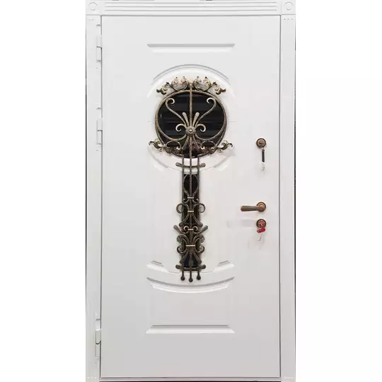 парадная стальная дверь белого цвета